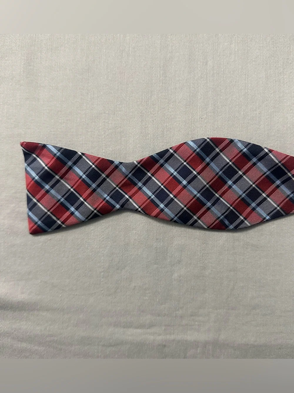 Stafford Tailored Culture Mens Bow Tie Red Navy Blue Light Blue Plaid Adjustable